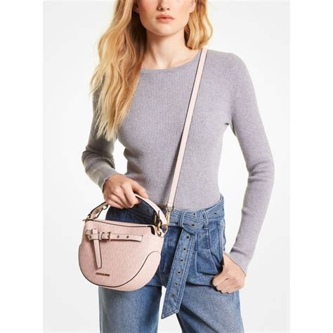 michael kors emilia half moon crossbody|Michael Kors Emilia Half Moon Medium Logo Shoulder Bag .